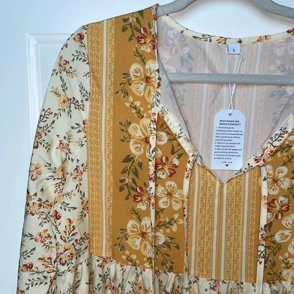 WOMEN’S LONG SLEEVE TOP FLORAL PRINT LIGHTWEIGHT SIZE LARGE - Picture 5 of 12